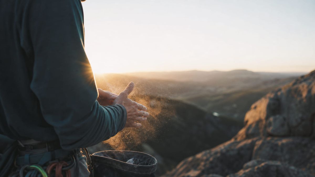 Climber's daily training ritual.