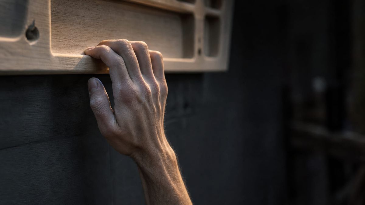 Half-crimp grip position close-up.