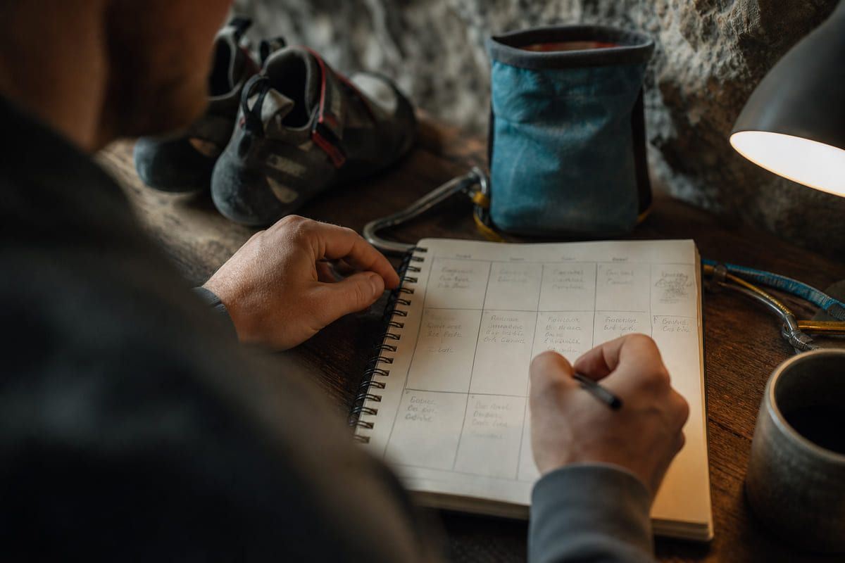 Planning a four-week bouldering cycle.